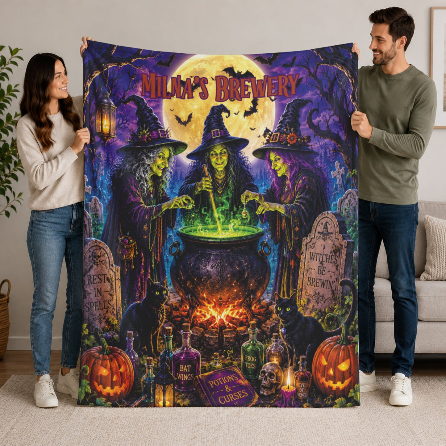 Personalized Witches Cauldron Brewing Potions Blanket