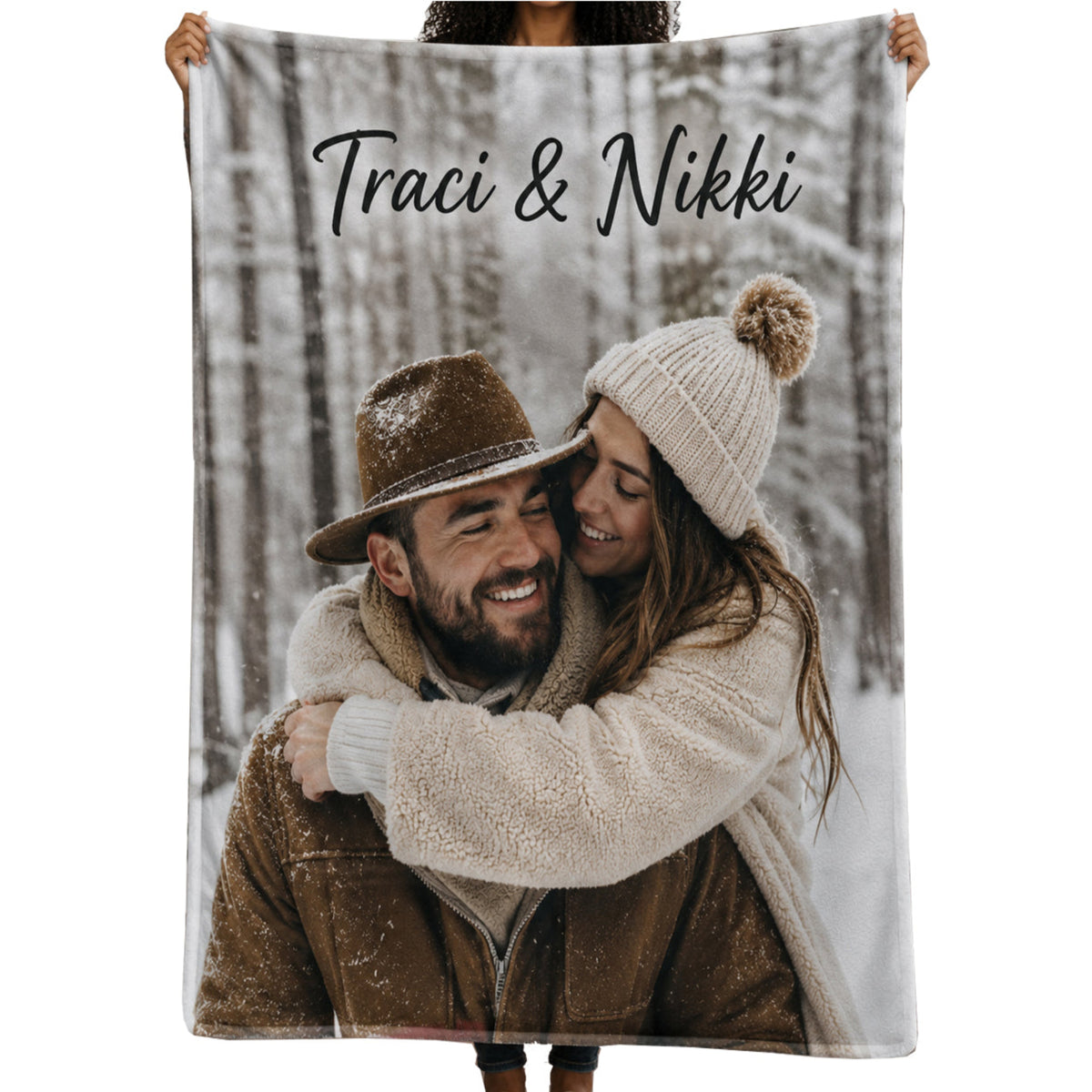 Personalized Photo Blanket with Text | Custom Couple Photo Throw Gift