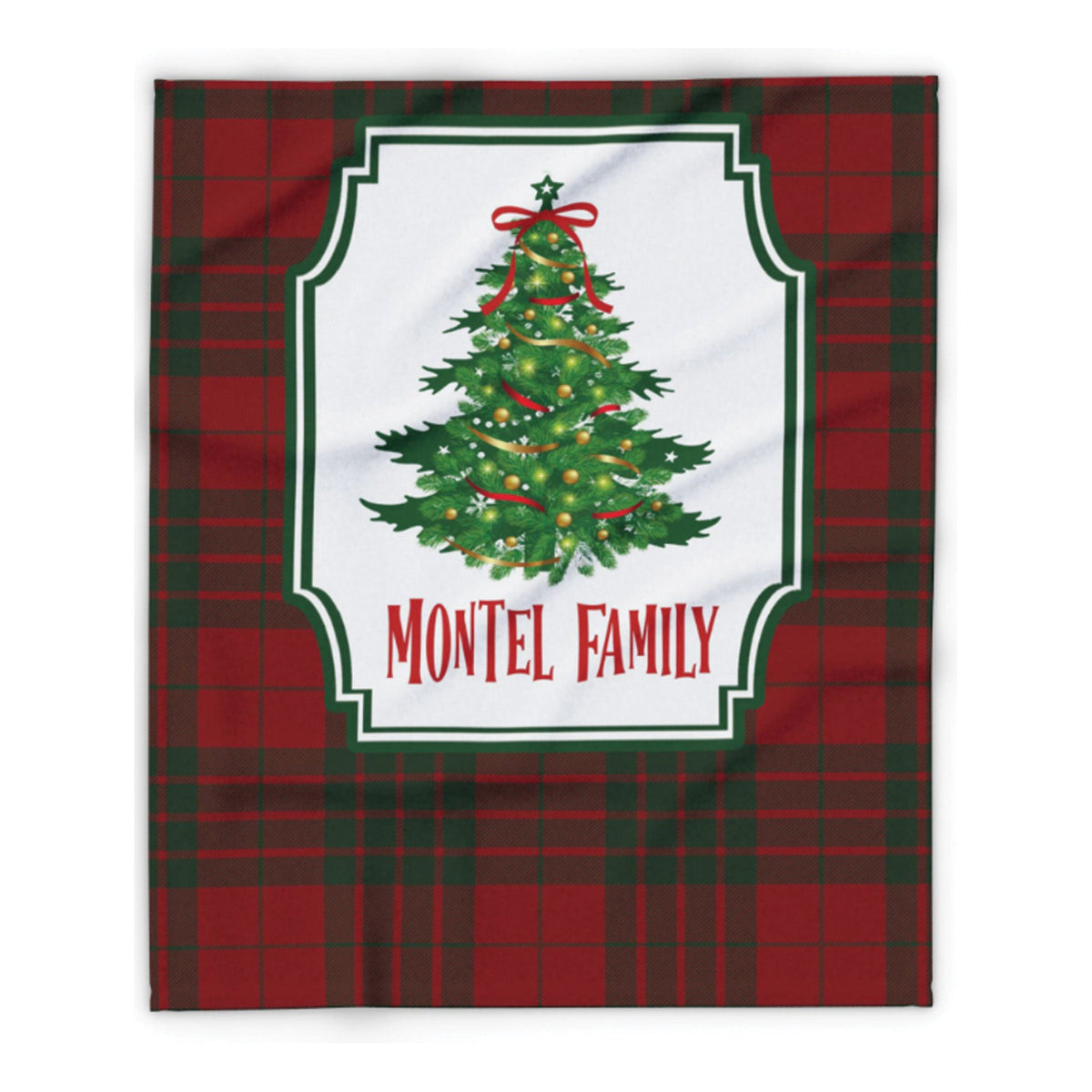 Personalized Family Name Christmas Tree Blanket