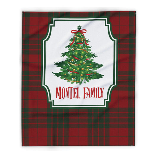 Personalized Family Name Christmas Tree Blanket