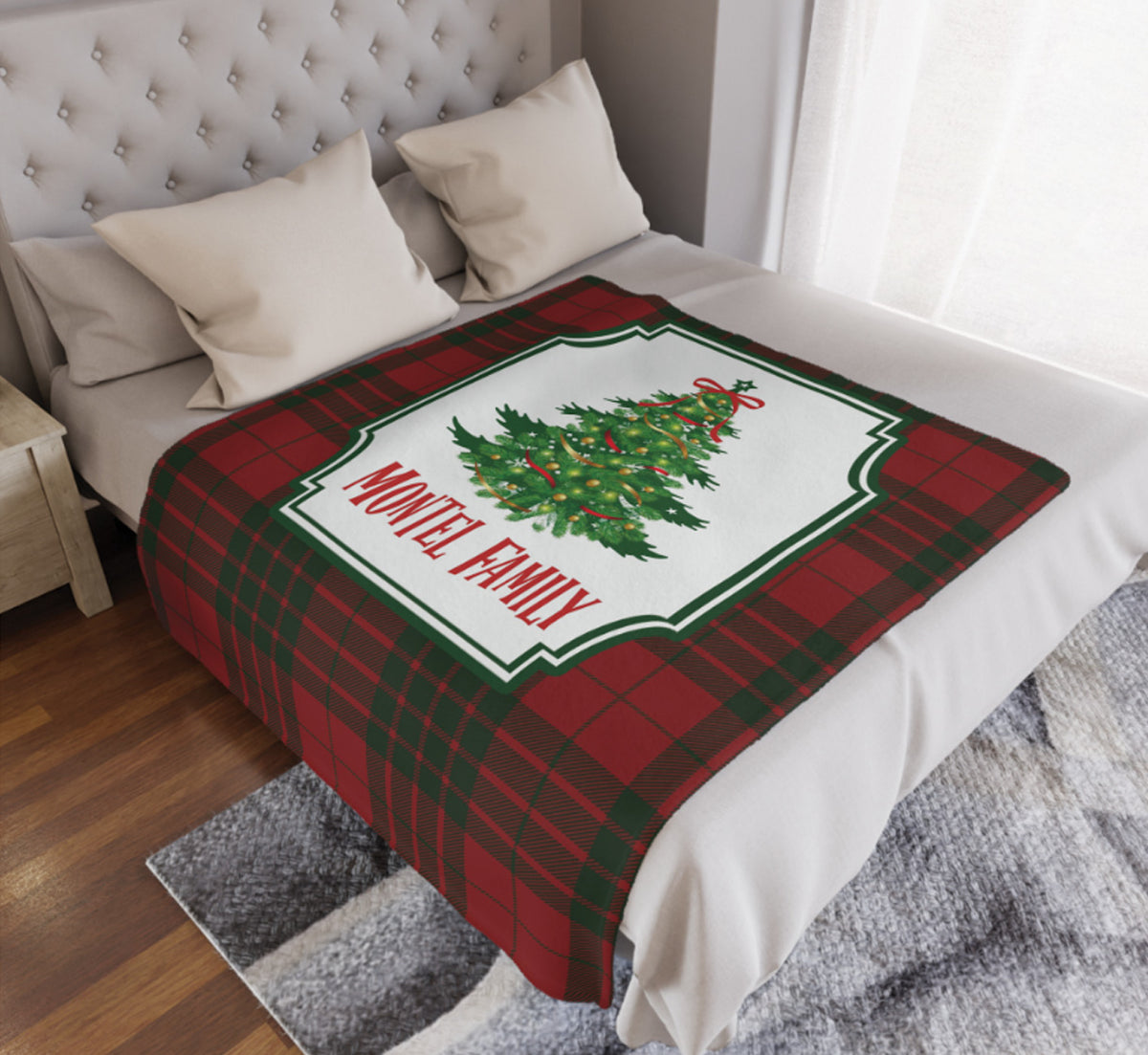 Personalized Family Name Christmas Tree Blanket