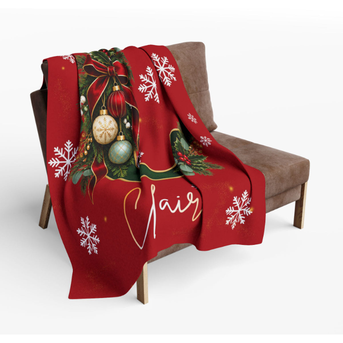 Personalized Christmas Blanket with Custom Initial & Name, Gift for Her