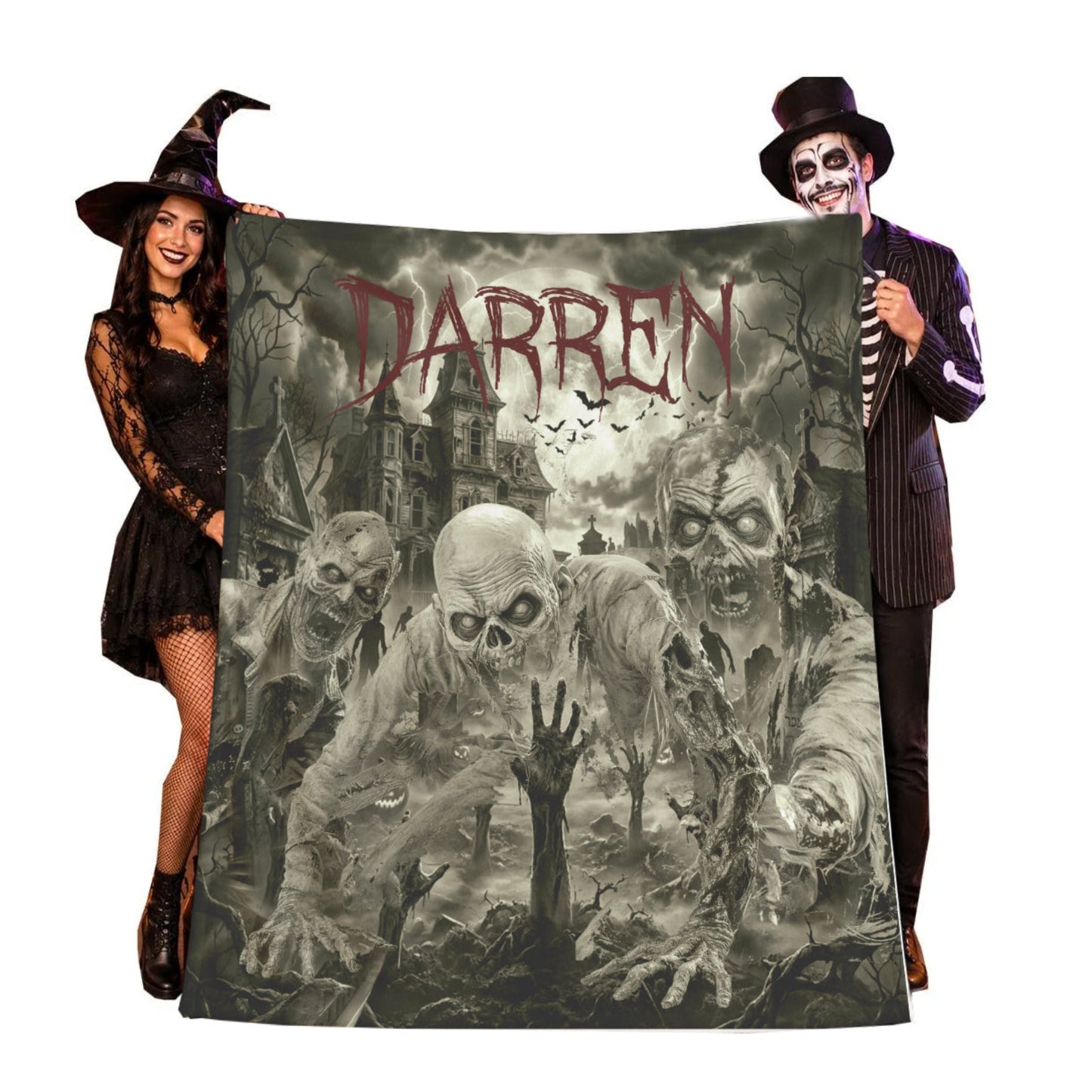 Personalized Zombie Halloween Blanket | Undead Graveyard Throw