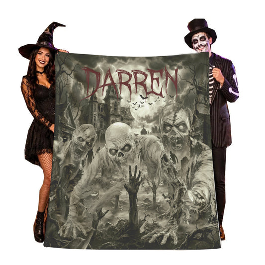 Personalized Zombie Halloween Blanket | Undead Graveyard Throw