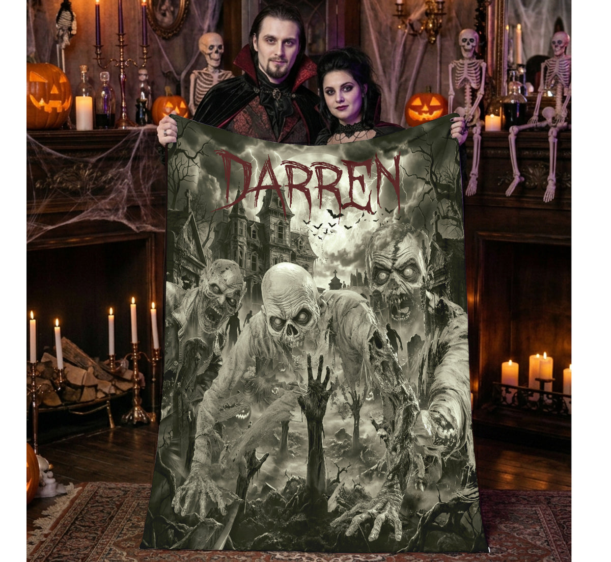 Personalized Zombie Halloween Blanket | Undead Graveyard Throw