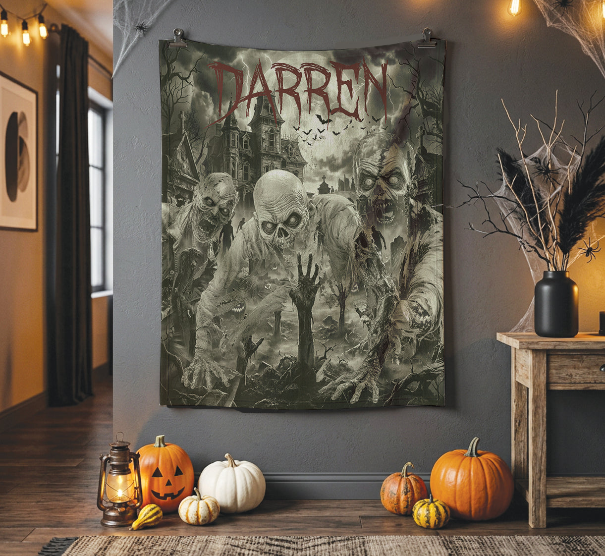 Personalized Zombie Halloween Blanket | Undead Graveyard Throw