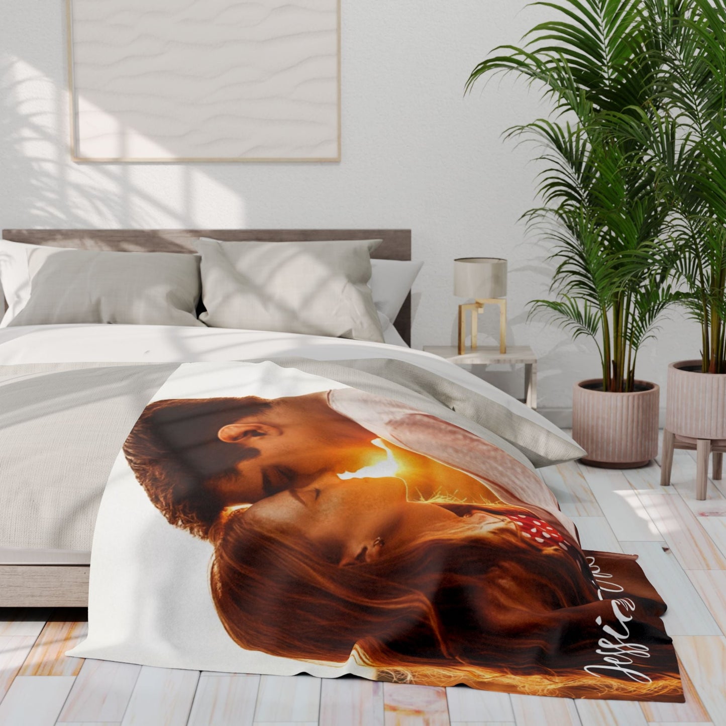Personalized Photo Blanket with Text | Custom Couple Photo Throw Gift